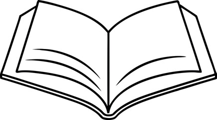 Open Blank Book Line Art Illustration for Education and Reading Concepts