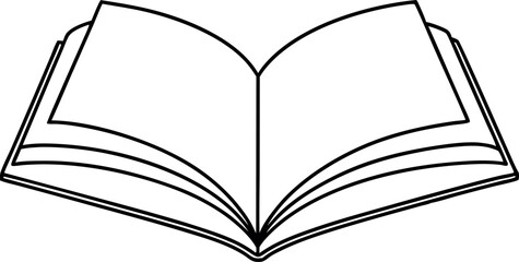 Open Blank Book Line Art Illustration for Education and Design Projects
