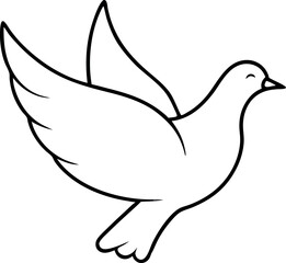 Simple Black and White Outline of a Dove Symbolizing Peace and Freedom