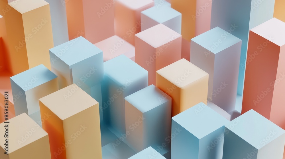 Poster a vibrant composition of colorful geometric blocks showcasing harmony and abstract design for art an