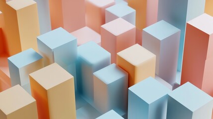 Obraz premium A vibrant composition of colorful geometric blocks showcasing harmony and abstract design for art and technology themes.