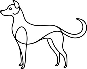 Minimalistic Line Art Illustration of a Dog in Profile View