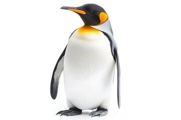 Emperor Penguin on White Background, Photo Realistic, Wallpaper, Cover and Screen for Smartphone, PC, Laptop, 9:16 and 16:9 Format