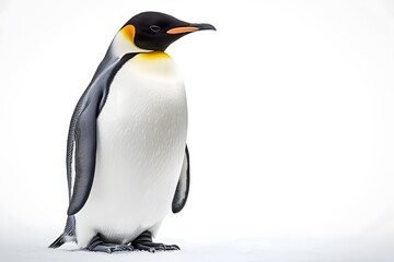 Fototapeta premium Emperor Penguin on White Background, Photo Realistic, Wallpaper, Cover and Screen for Smartphone, PC, Laptop, 9:16 and 16:9 Format