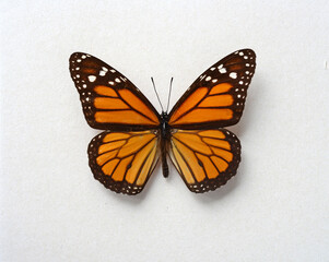 Butterfly Danaus plexippus on a white background