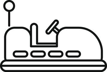 Simple black and white icon of electric bumper car waiting for customers to have fun in amusement park
