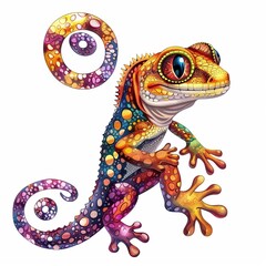 Gecko cosmic fantasy animal cartoon isolated whitebackground 16:9