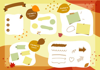 可愛い秋のデザイン素材セット