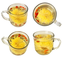 Cup of yellow chrysanthemum tea