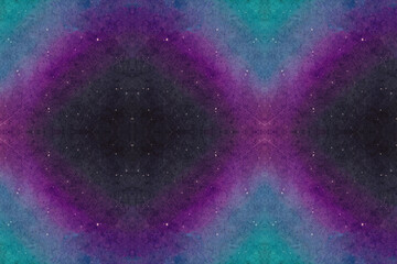 Mesmerizing Cosmic Watercolor Design: A Dreamy Blend of Deep Purple and Turquoise Hues, Enhanced by a Starry Background, Evoking the Mystique of the Universe and Perfect for Artistic Projects