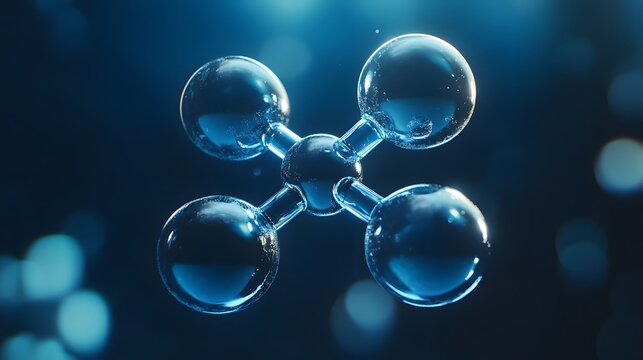 Oxygen Molecule: A pair of oxygen atoms forming an O2 molecule, connected by a double bond, floating in a blue-tinted space with a sense of movement. 
