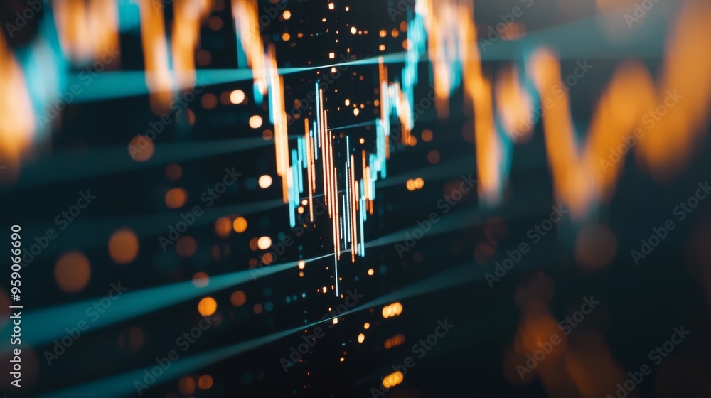 Aufkleber close-up of a stock market chart with fluctuating lines and data points. the image represents financ