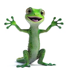 Fototapeta premium Gecko Gratitude emotion fantasy animal cartoon isolated whitebackground