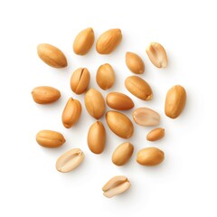 Obraz premium Peanut seeds, kitchen element, photorealistic design, crisp brown, isolated on white background