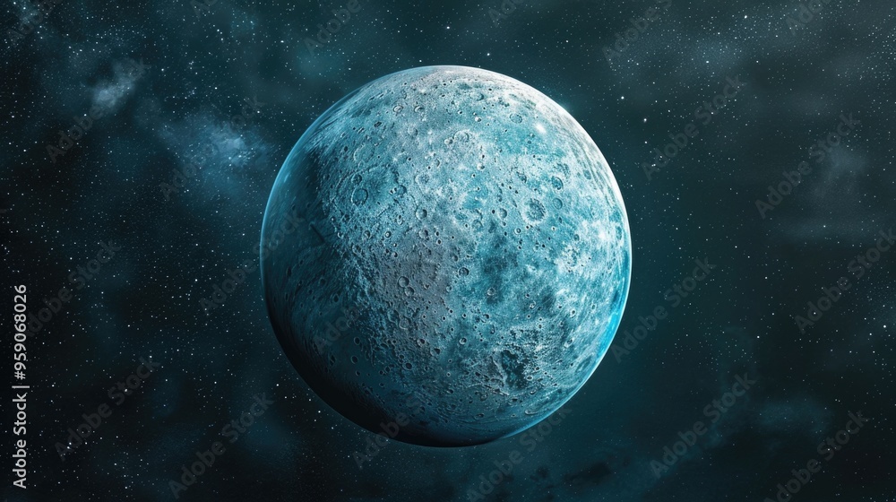 Aufkleber A stunning image of a blue planet situated in the midst of a vast galaxy, perfect for use in science and technology-related contexts