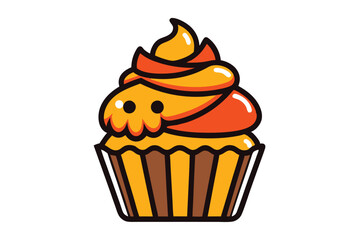 Halloween cupcake with cherry vector illustration