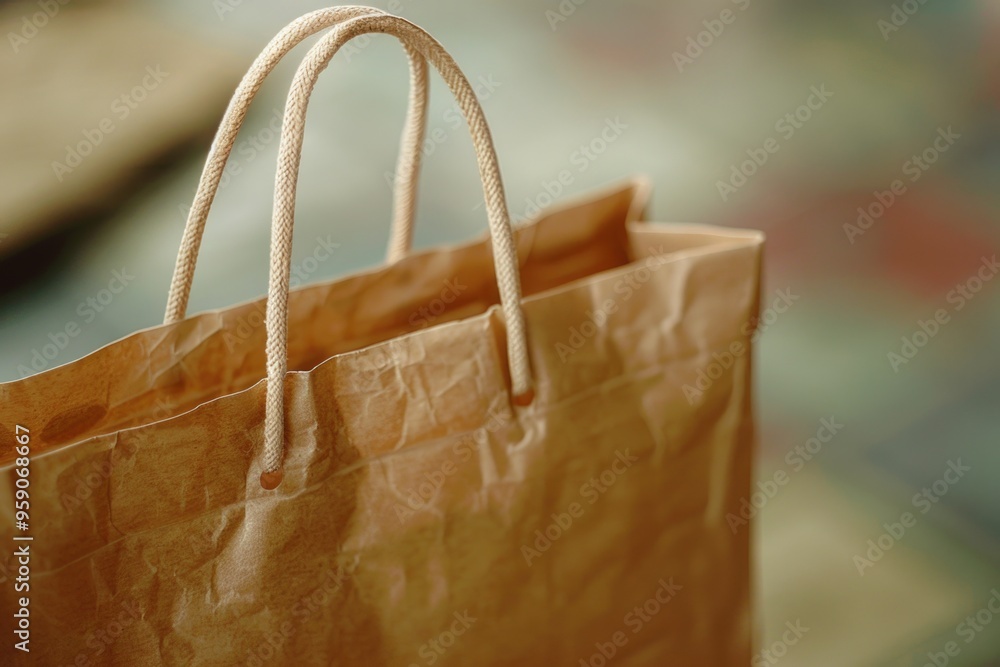 Poster a simple brown paper bag resting on a table, waiting for its contents to be used or discarded