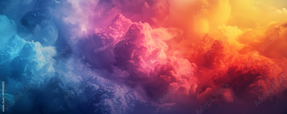 Wall mural dynamic smokey clouds with a spectrum of bold, vibrant colors form a striking background banner. the