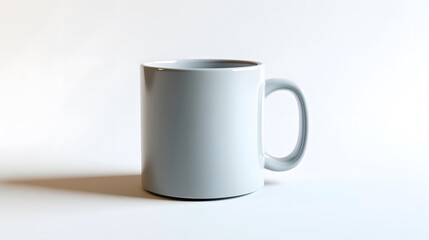 Fototapeta premium Simple Ceramic Mug: A single, unadorned ceramic coffee mug, centered on a white background, with a slight shadow for depth. 
