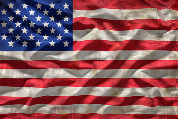 Fototapeta premium A beautifully textured American flag waving softly in the breeze, showcasing its vibrant red, white, and blue colors.