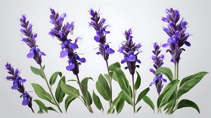 Naklejka premium Salvia tall stately and blue or purple on a background color