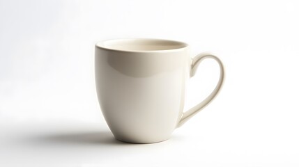 Fototapeta premium Simple Ceramic Mug: A single, unadorned ceramic coffee mug, centered on a white background, with a slight shadow for depth. 