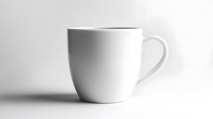 Obraz premium Simple Ceramic Mug: A single, unadorned ceramic coffee mug, centered on a white background, with a slight shadow for depth. 