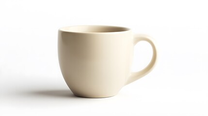 Fototapeta premium Simple Ceramic Mug: A single, unadorned ceramic coffee mug, centered on a white background, with a slight shadow for depth. 