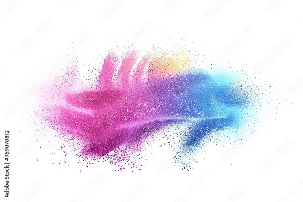 Poster a colorful powder cloud in the shape of a human brain, great for science and educational concepts