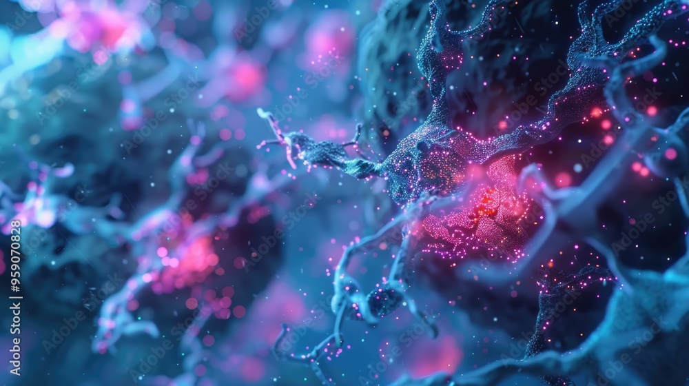 Poster A microscopic view of cells showing cellular structure and details