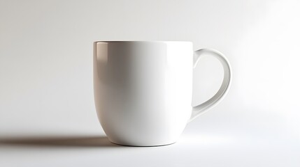 Obraz premium Simple Ceramic Mug: A single, unadorned ceramic coffee mug, centered on a white background, with a slight shadow for depth. 