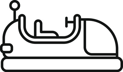 Line art icon of a bumper car moving freely, bringing joy and excitement to the amusement park experience