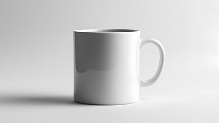 Fototapeta premium Simple Ceramic Mug: A single, unadorned ceramic coffee mug, centered on a white background, with a slight shadow for depth. 