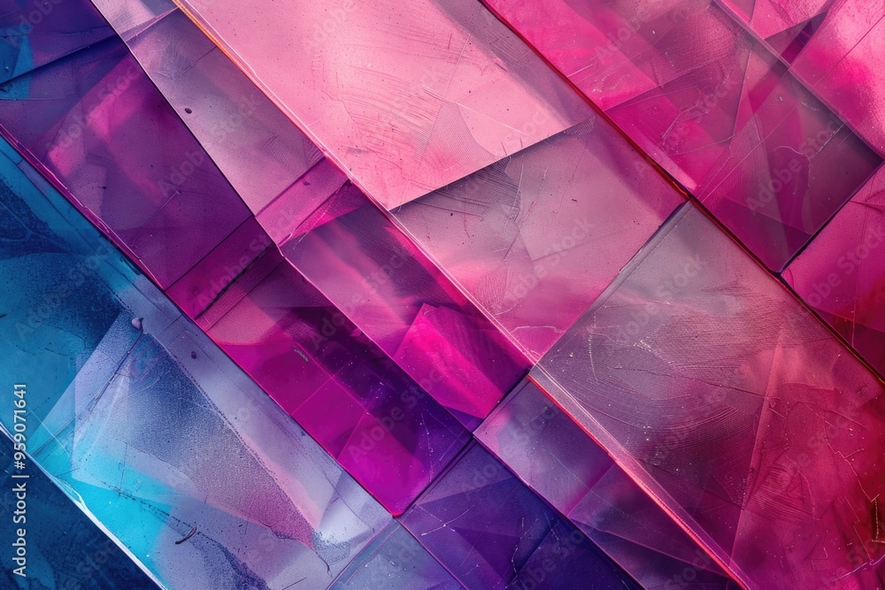 Poster a close-up shot of a colorful glass wall with intricate designs and patterns