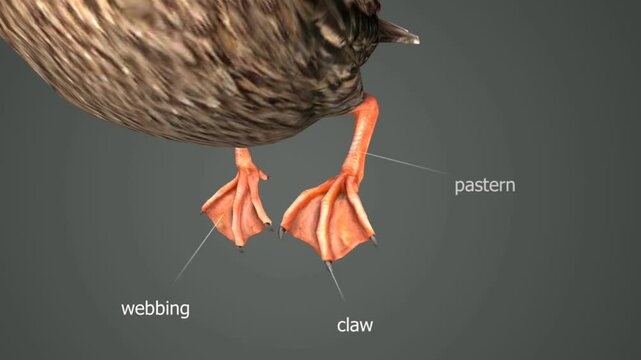 Internal organs and skeleton of the mallard
