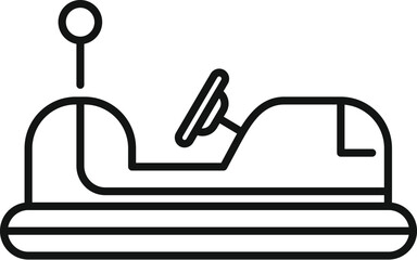 Simple line drawing of a bumper car representing amusement parks and childhood fun