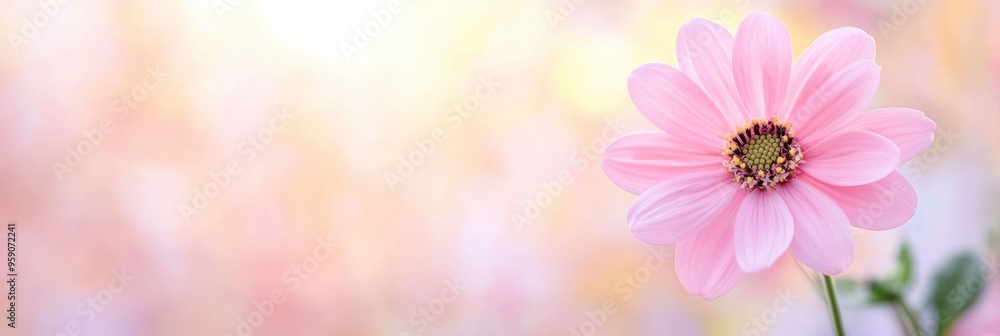 Wall mural a pink flower on blurred background