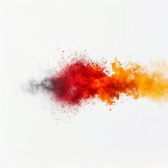 Shockwave with flames, destruction element, watercolor painting, rich red and orange, isolated on white background