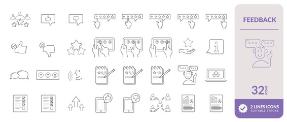 Set of icons feedback quality satisfaction service survey opinion illustration of online user testimonial signs and others