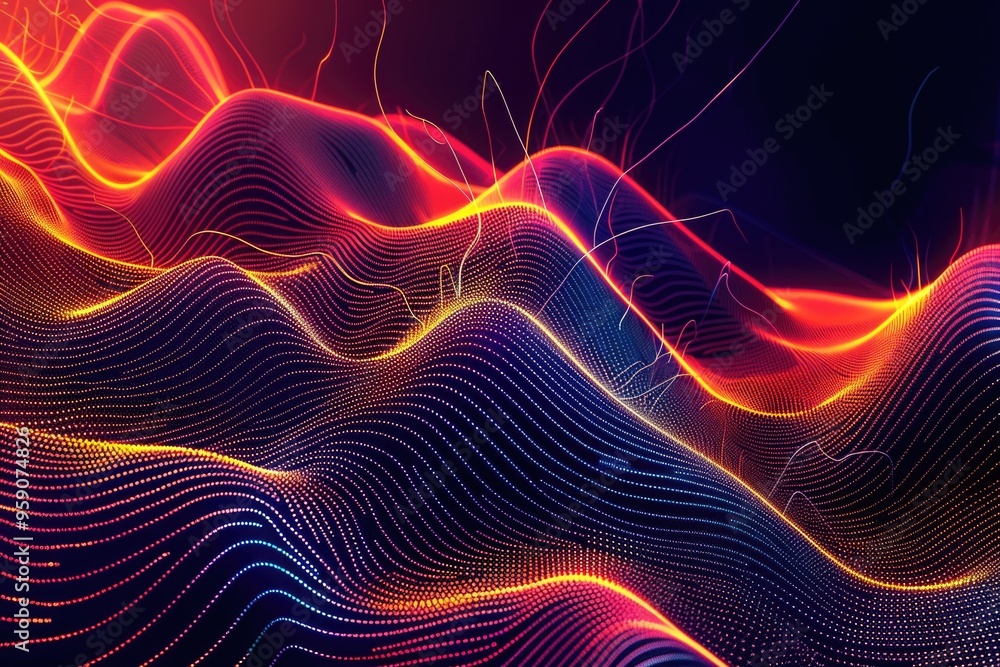 Poster A colorful wave pattern on a computer screen, ideal for digital design and technology illustrations