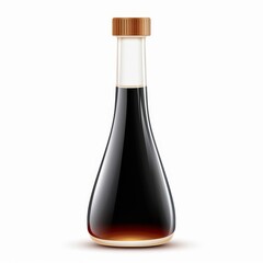 Thai fish sauce, food element, hand-drawn illustration, dark brown, isolated on white background