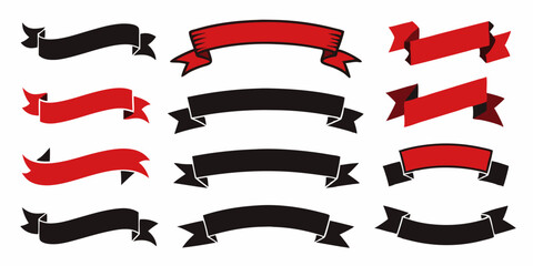 Obraz premium Set of Ribbon banner and decorative element, different style, white background