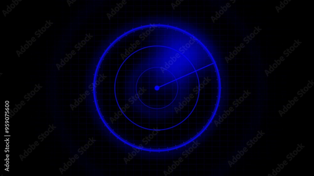 Poster radar loop animation, digital radar screen with targets on monitor in searching. air search . milita