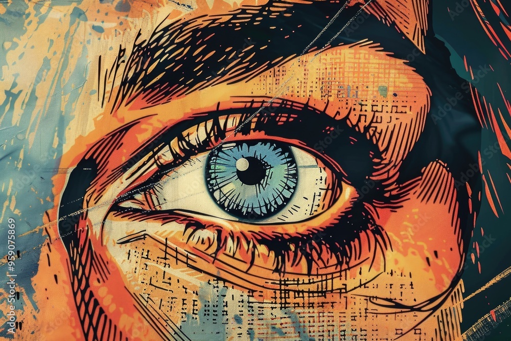 Leinwandbilder a detailed view of an artist's rendering of an eye, suitable for use in designs related to creativit
