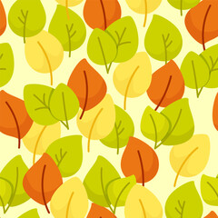 Seamless pattern of colorful autumn leaves