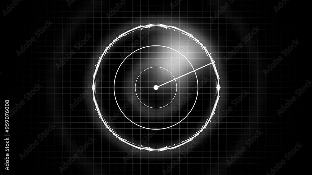 Aufkleber radar loop animation, digital radar screen with targets on monitor in searching. air search . milita