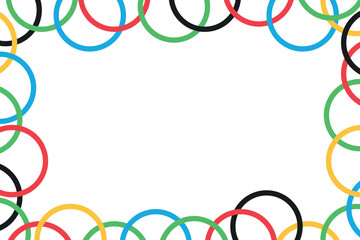 Horizontal background with colorful rings. Multi-colored circle. Place for text. Vector illustration with white isolated background.