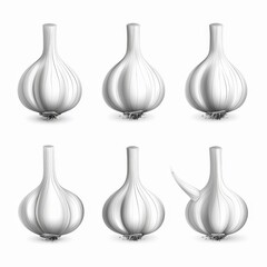 Thai garlic cloves, kitchen ingredient element, hand-drawn illustration, vibrant white hues, isolated on white background