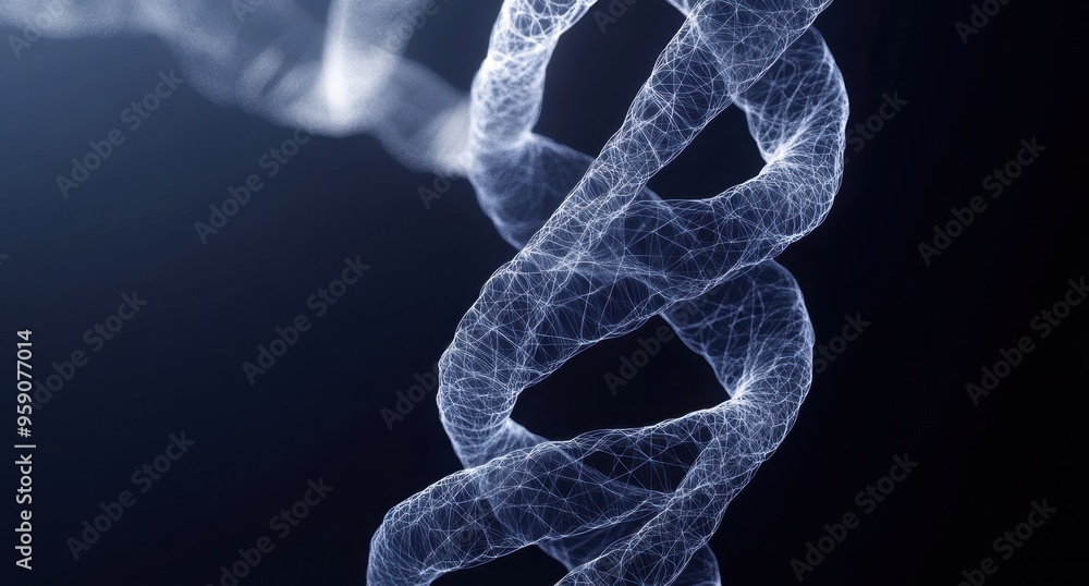 Poster neural networks, ai and artificial intelligence dark blue background 3d rendering of an abstract dna