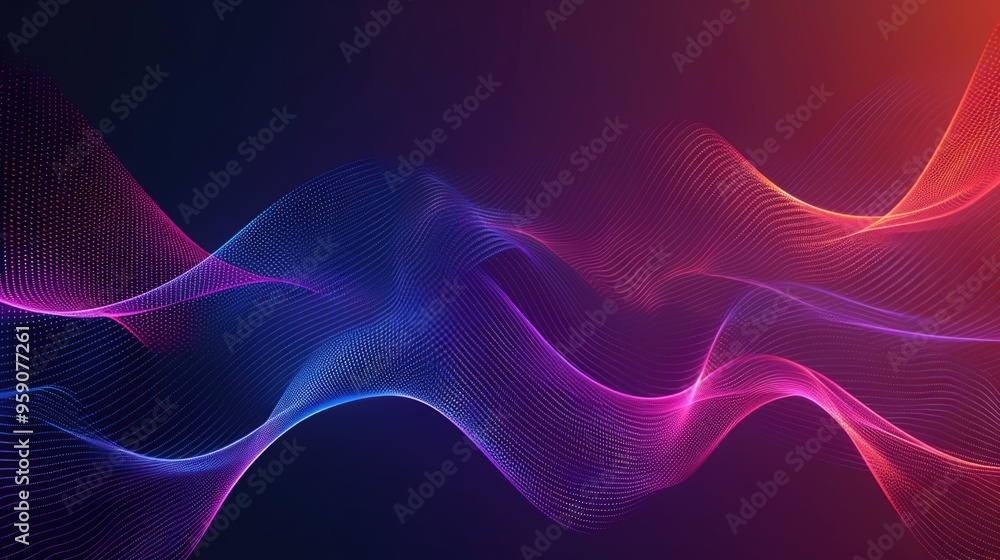 Aufkleber wave of colorful lines on a dark background
